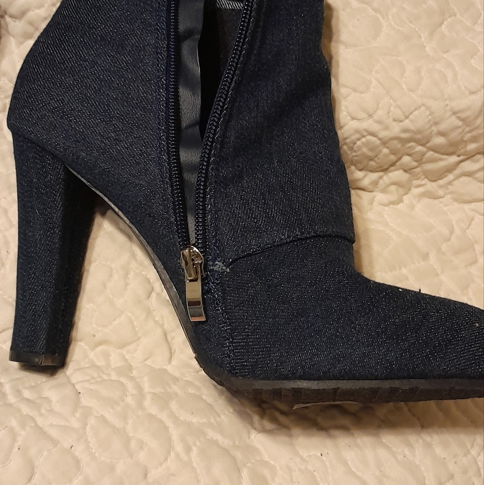Forever 🧚♀️ Denim Boots Blue high heel 9 - Picture 7 of 11